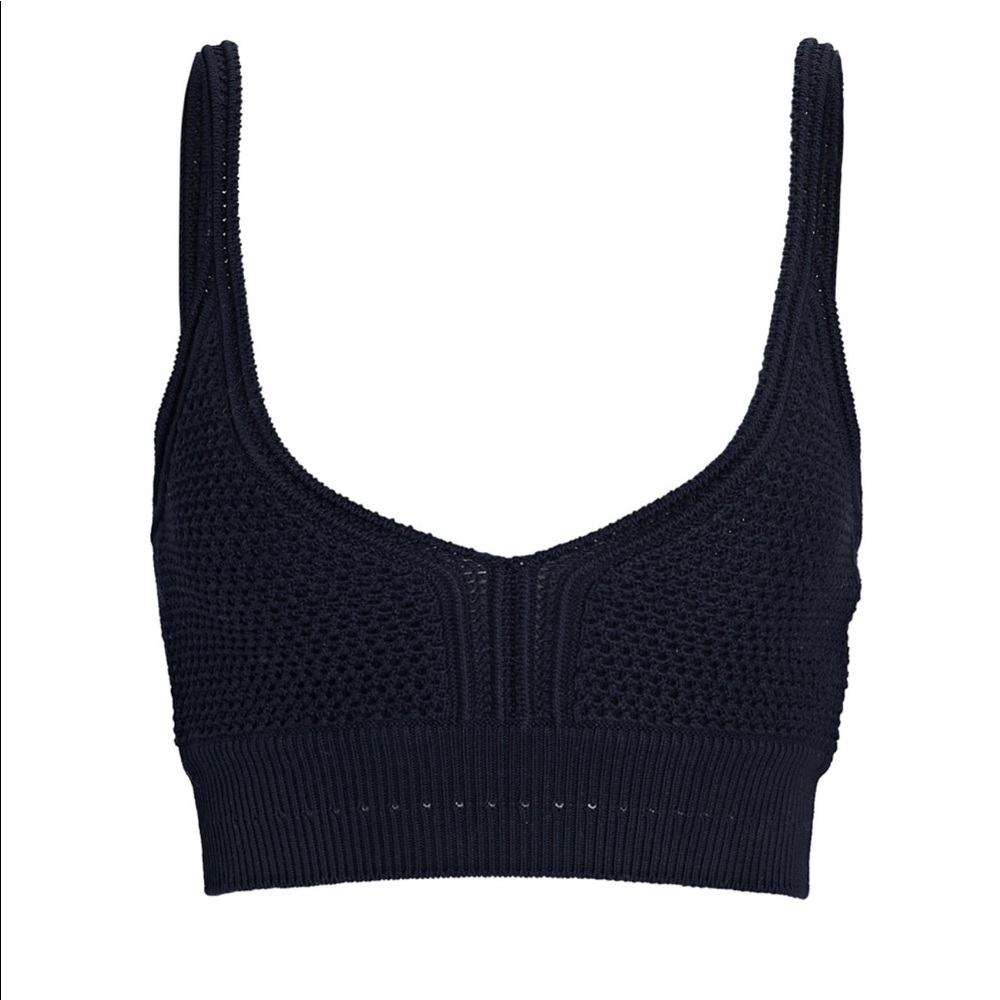 NEW INTERMIX Maisy Crochet Crop Knit Bralette Navy Size Medium